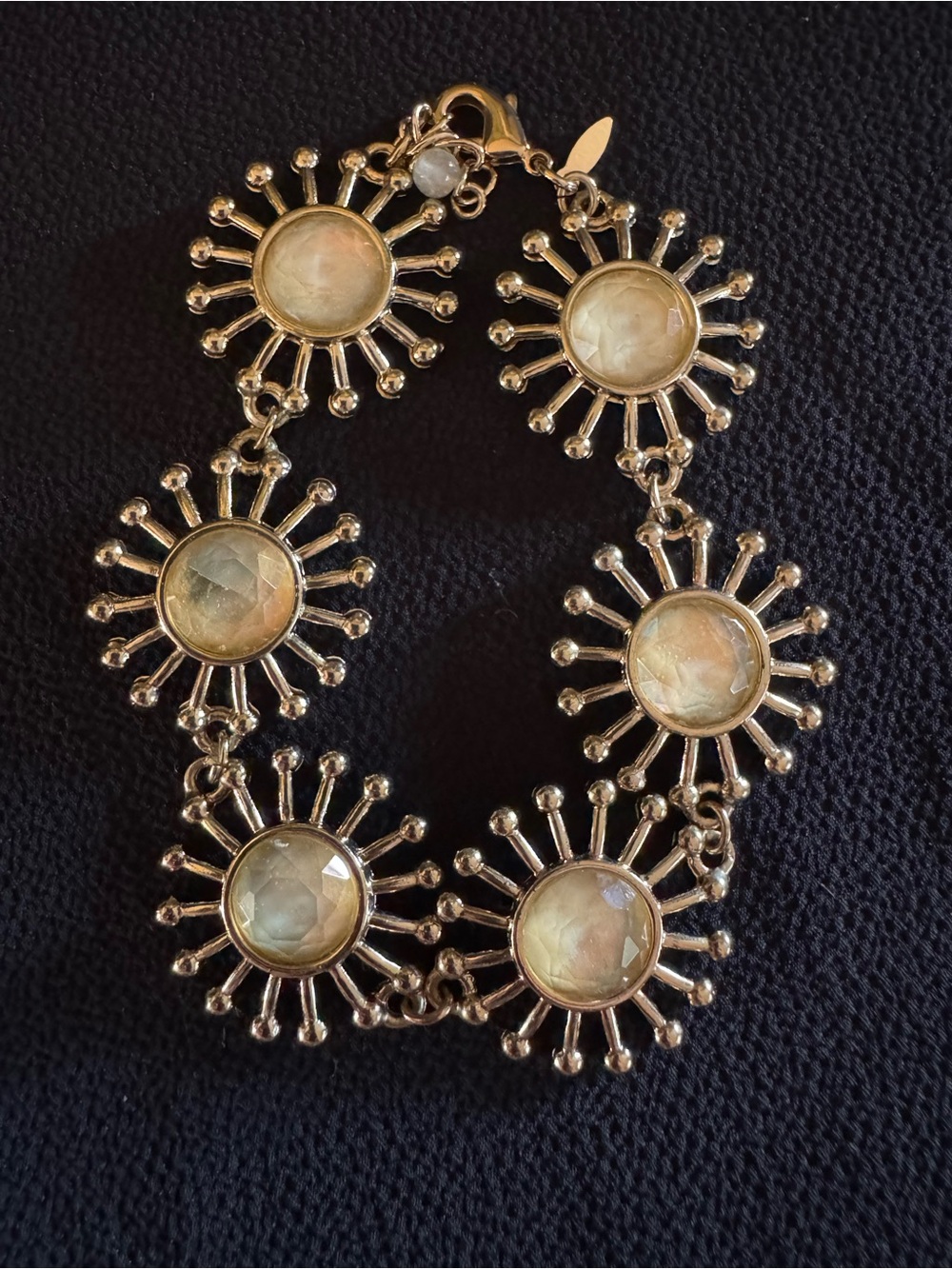 Vintage SHB Gold Tone Art Glass Sunburst Link Bracelet